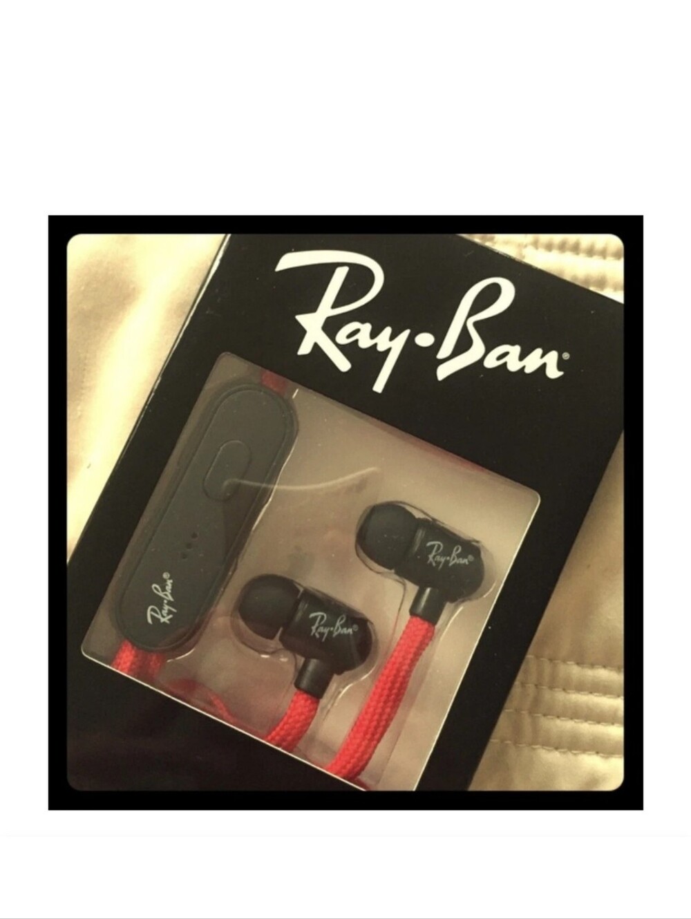 NIB Ray-Ban Black and Red In-Ear Headphones Never Used